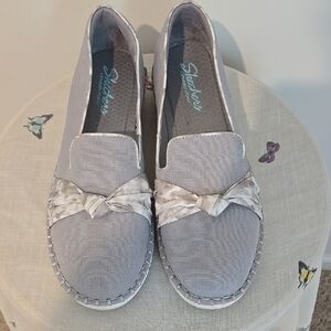 Skechers Gray Flats Comfortable Slip-On Loafers